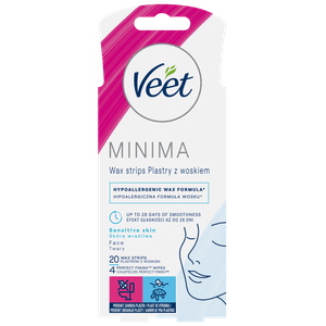 Cold wax strips and kits - page 14_VEET MINIMA Plastry z woskiem do depilacji twarzy dla skóry wrażliwej 20 szt.png