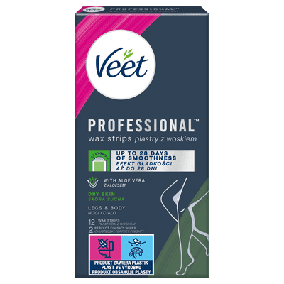 VEET PROFESSIONAL<sup>TM</sup>  Plastry do depilacji z woskiem dla skóry suchej 12 szt