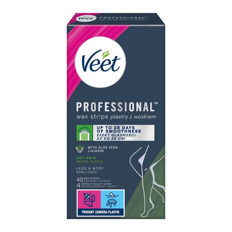 VEET PROFESSIONAL<sup>TM</sup> Plastry do depilacji z woskiem dla skóry suchej 40 szt