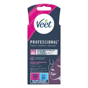 VEET PROFESSIONALTM  Plastry z woskiem do depilacji twarzy dla skory normalnej 20 szt