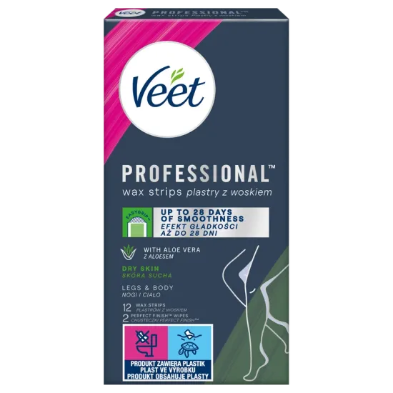 VEET PROFESSIONALTM Plastry do depilacji z woskiem dla skory suchej 12 szt