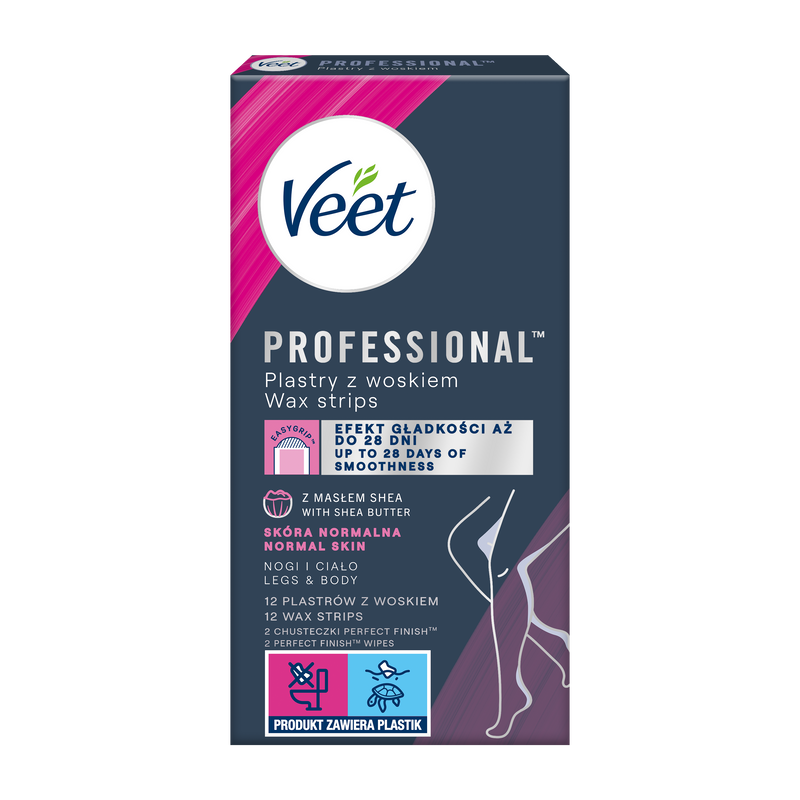 VEET PROFESSIONAL<sup>TM</sup> Plastry do depilacji z woskiem dla skóry normalnej 12 szt