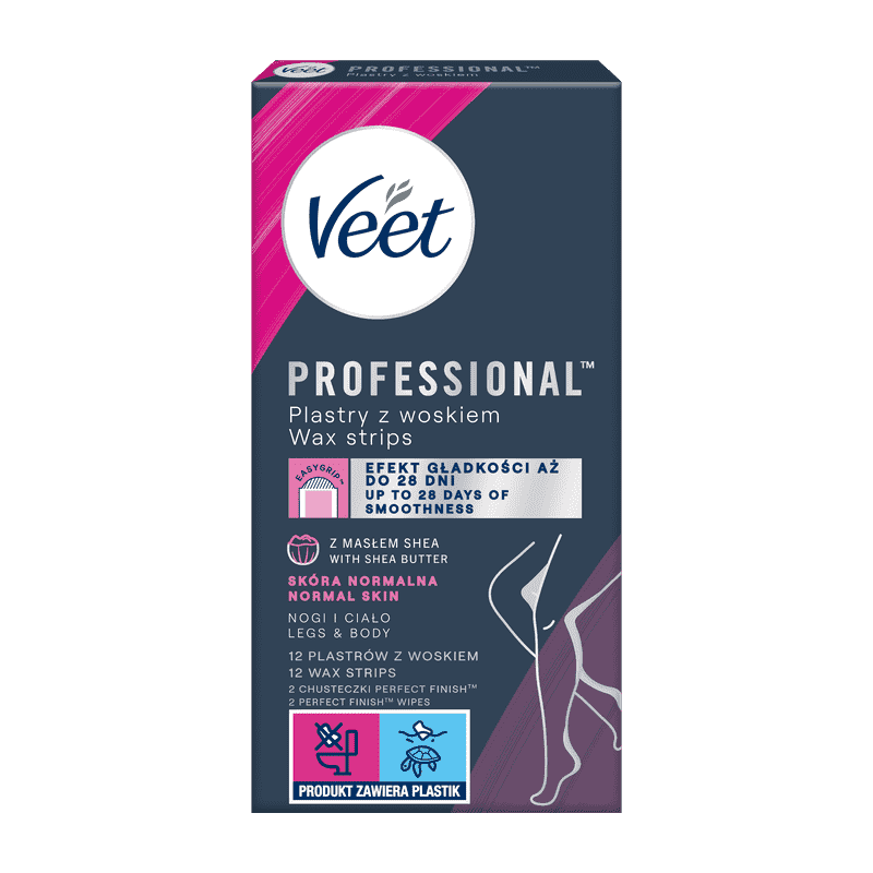 VEET PROFESSIONAL<sup>TM</sup> Plastry do depilacji z woskiem dla skóry normalnej 12 szt