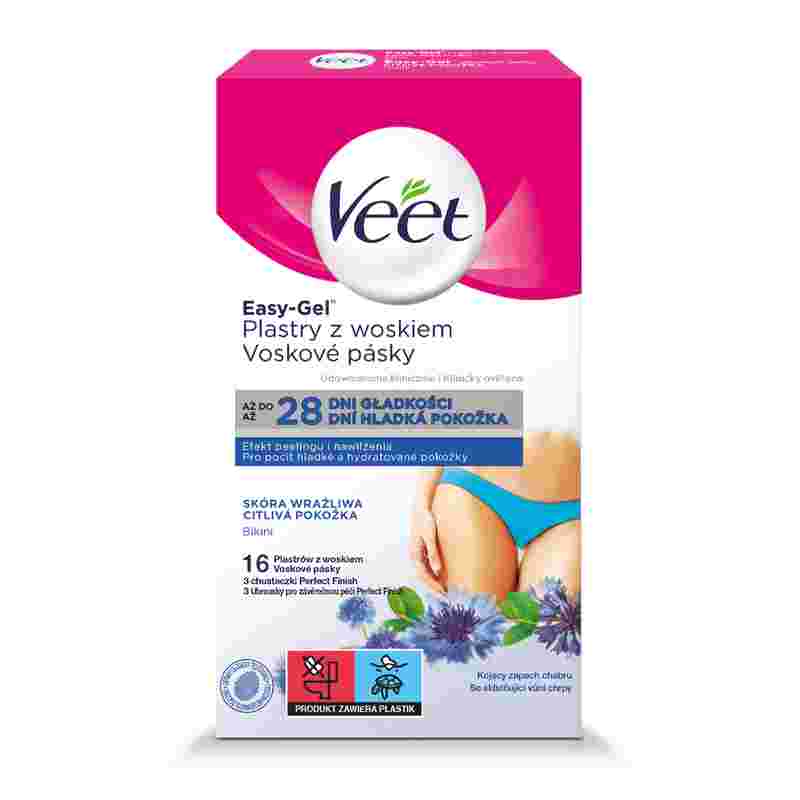 VEET Plastry z woskiem do depilacji bikini dla skóry wrażliwej 16 szt.