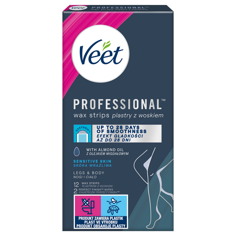 VEET PROFESSIONAL<sup>TM</sup> Plastry do depilacji z woskiem dla skóry wrażliwej 12 szt
