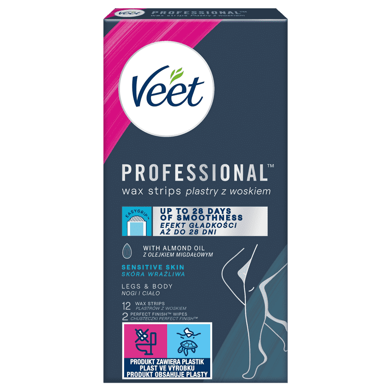 VEET PROFESSIONAL<sup>TM</sup> Plastry do depilacji z woskiem dla skóry wrażliwej 12 szt