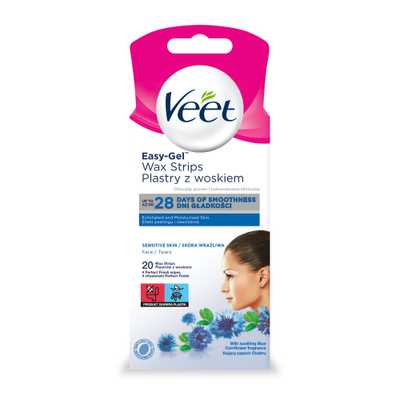 VEET Plastry z woskiem do depilacji twarzy dla skóry wrażliwej 20 szt