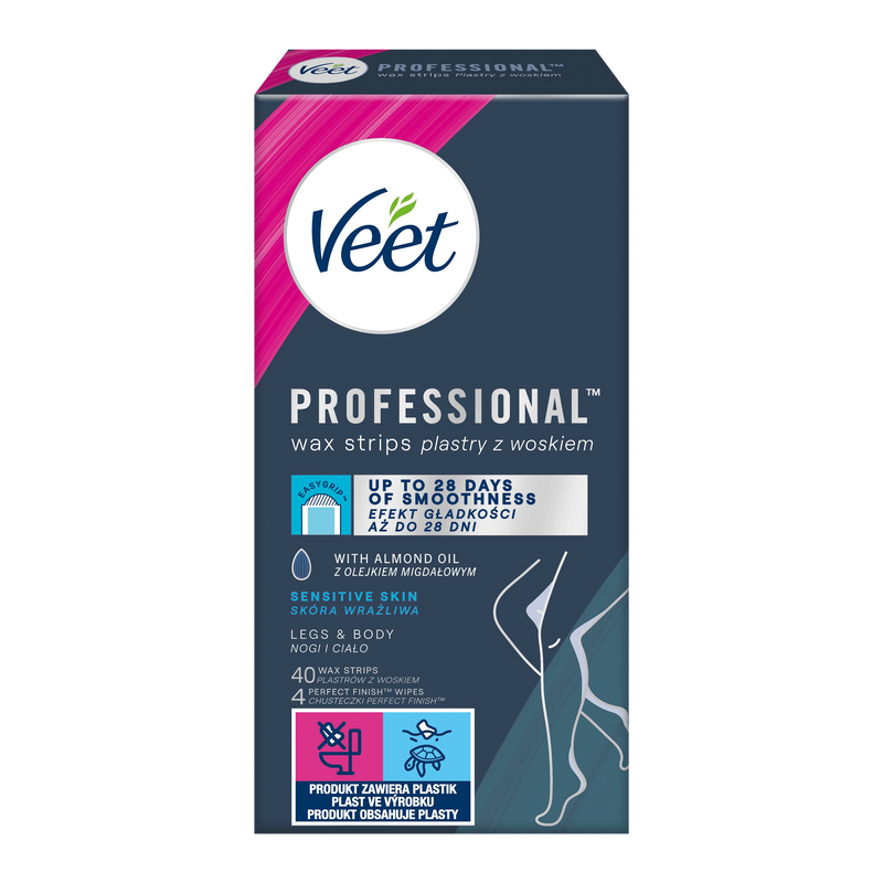 VEET PROFESSIONAL<sup>TM</sup>  Plastry do depilacji z woskiem dla skóry wrażliwej 40 szt