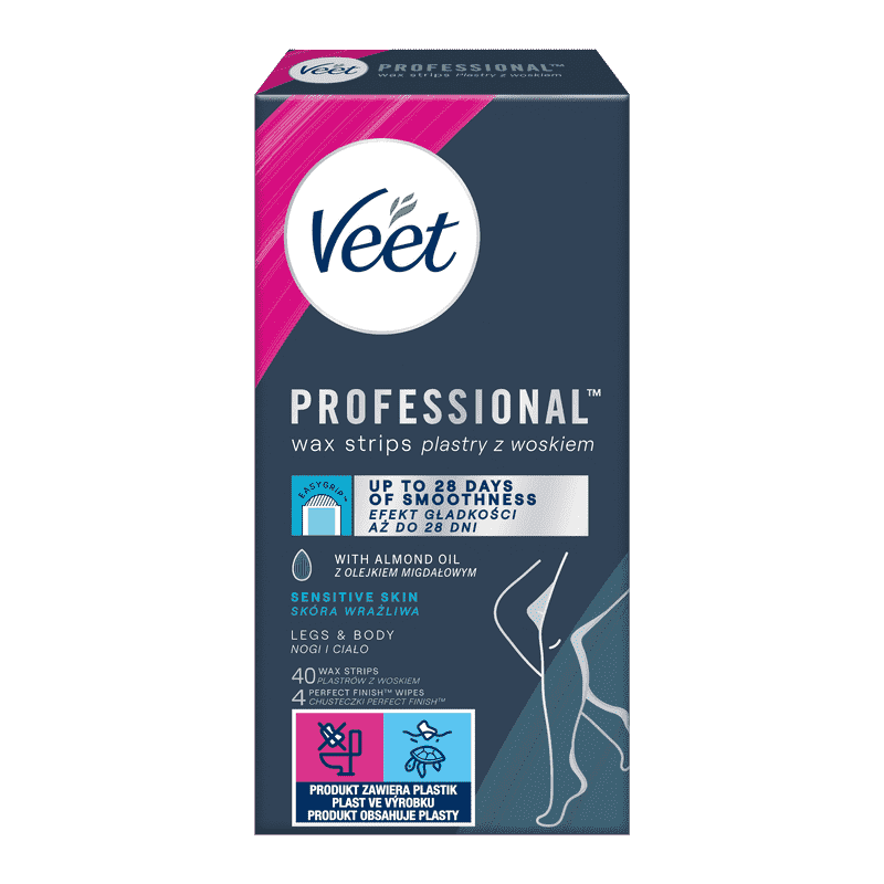 VEET PROFESSIONAL<sup>TM</sup>  Plastry do depilacji z woskiem dla skóry wrażliwej 40 szt