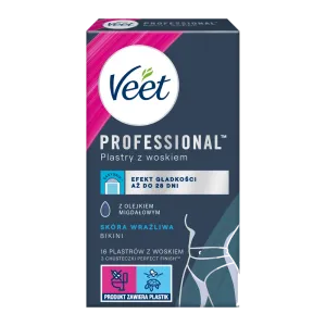 VEET PROFESSIONALTM Plastry z woskiem do depilacji bikini dla skory wrazliwej 16 szt.